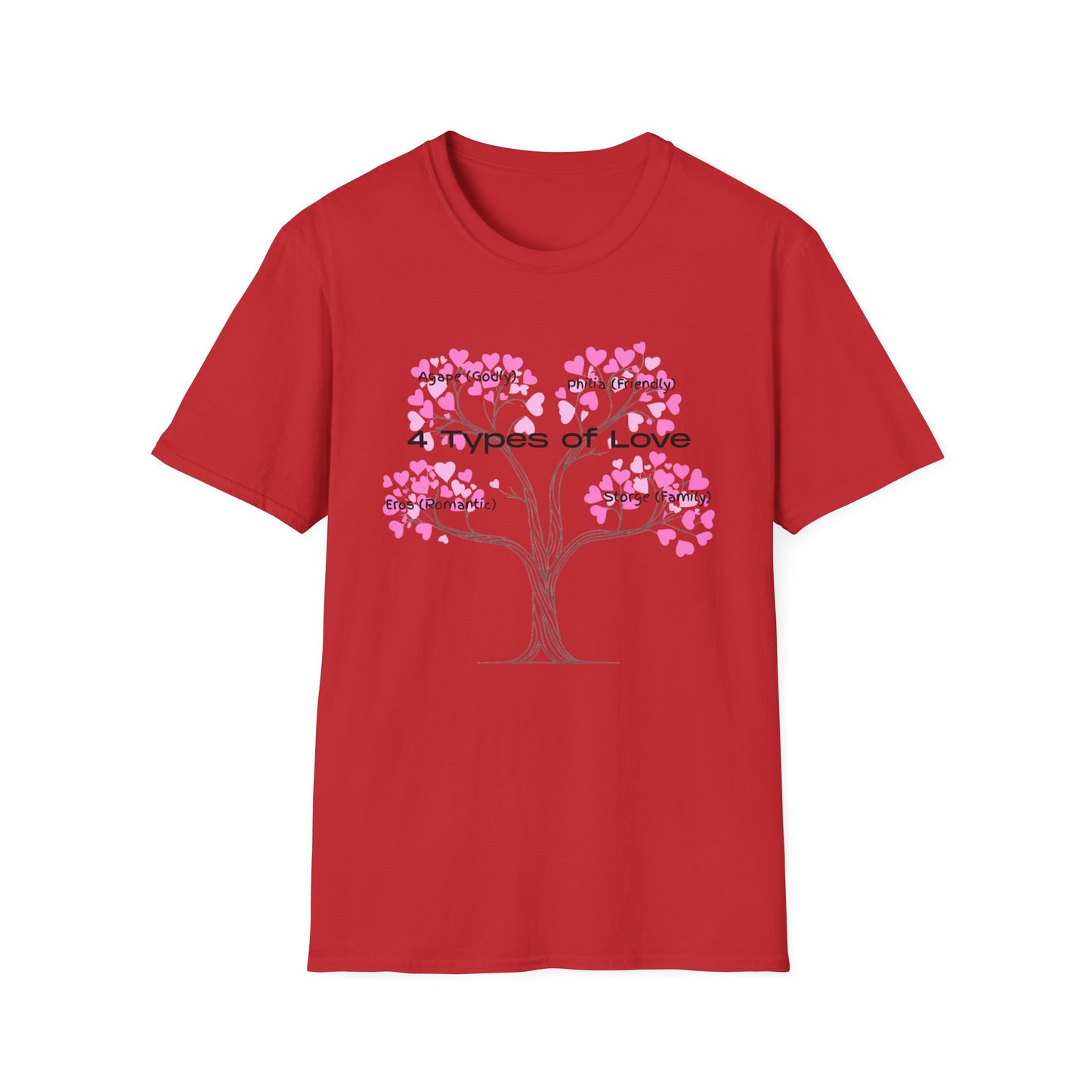Aesthetic Greek Love Typography Shirt – Softstyle Pink Heart Graphic Tee