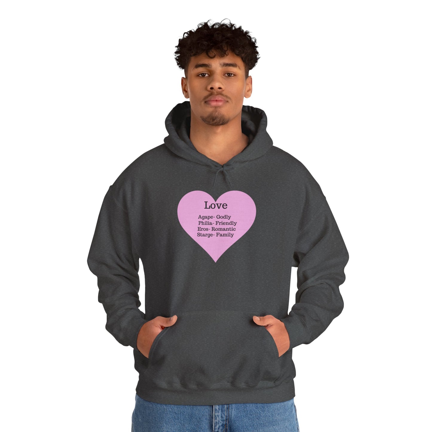 Minimalist "Love" Definition Hoodie – Pastel Pink Graphic Streetwear