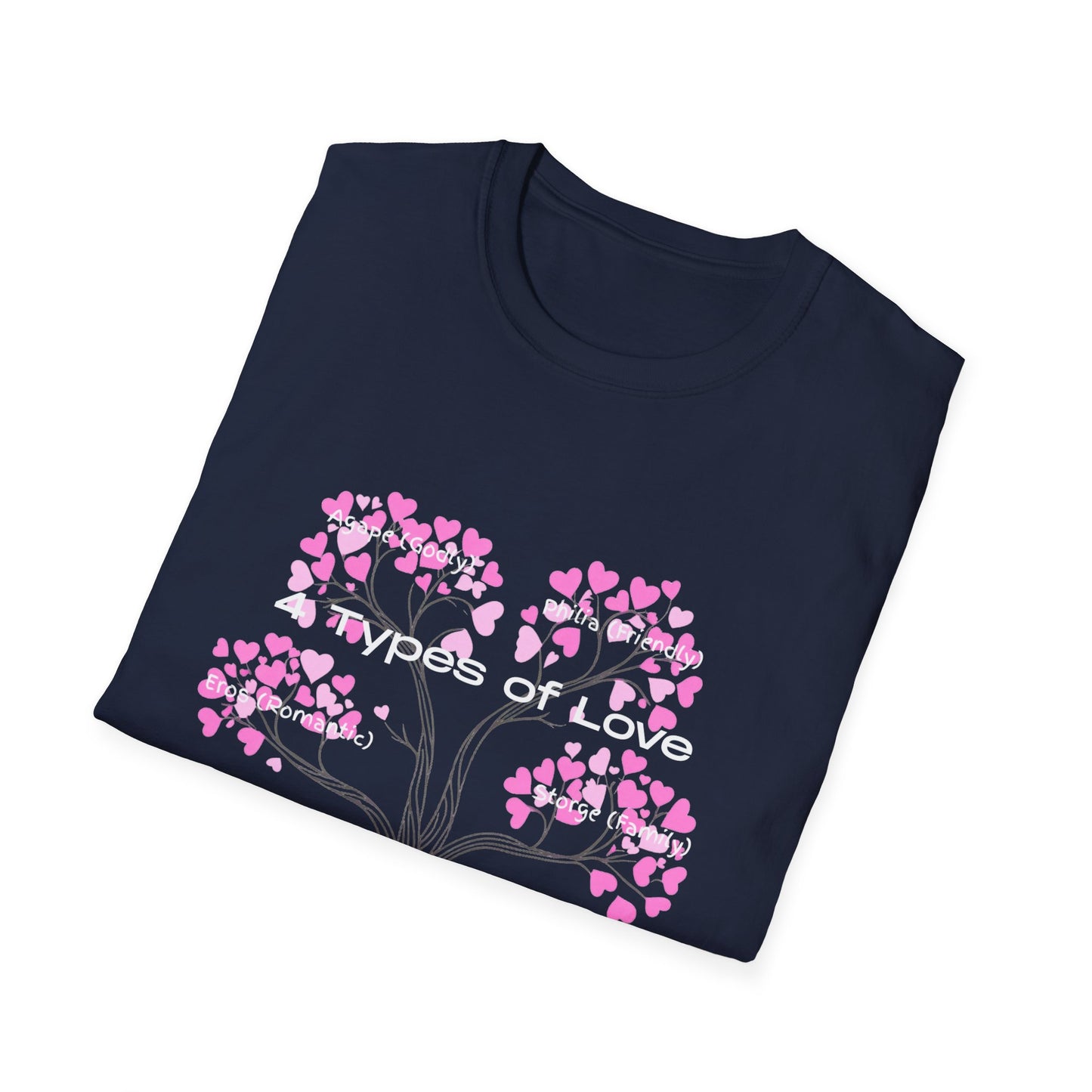 Aesthetic Greek Love Typography Shirt – Softstyle Pink Heart Graphic Tee