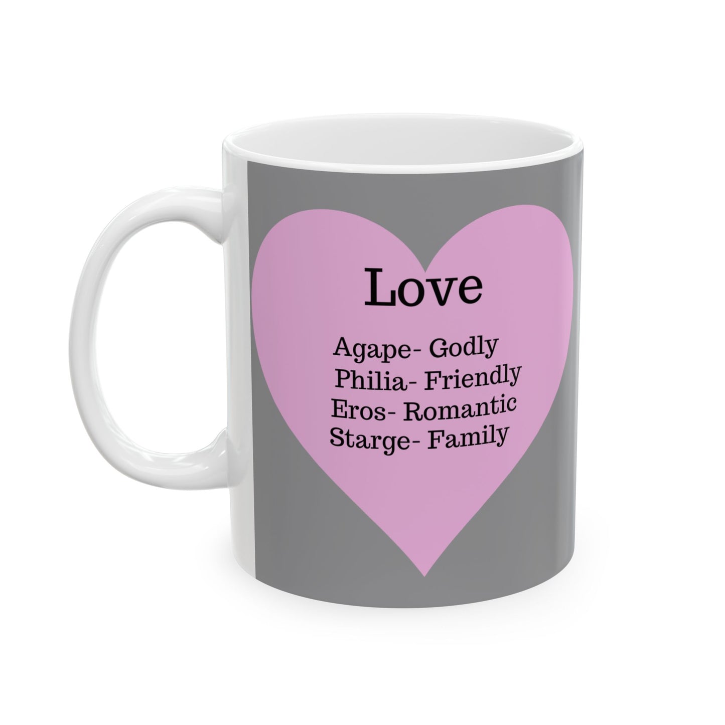 The "Language of Love" Ceramic Mug – A Sincere Start to Your Day (11oz, 15oz)(Grey)