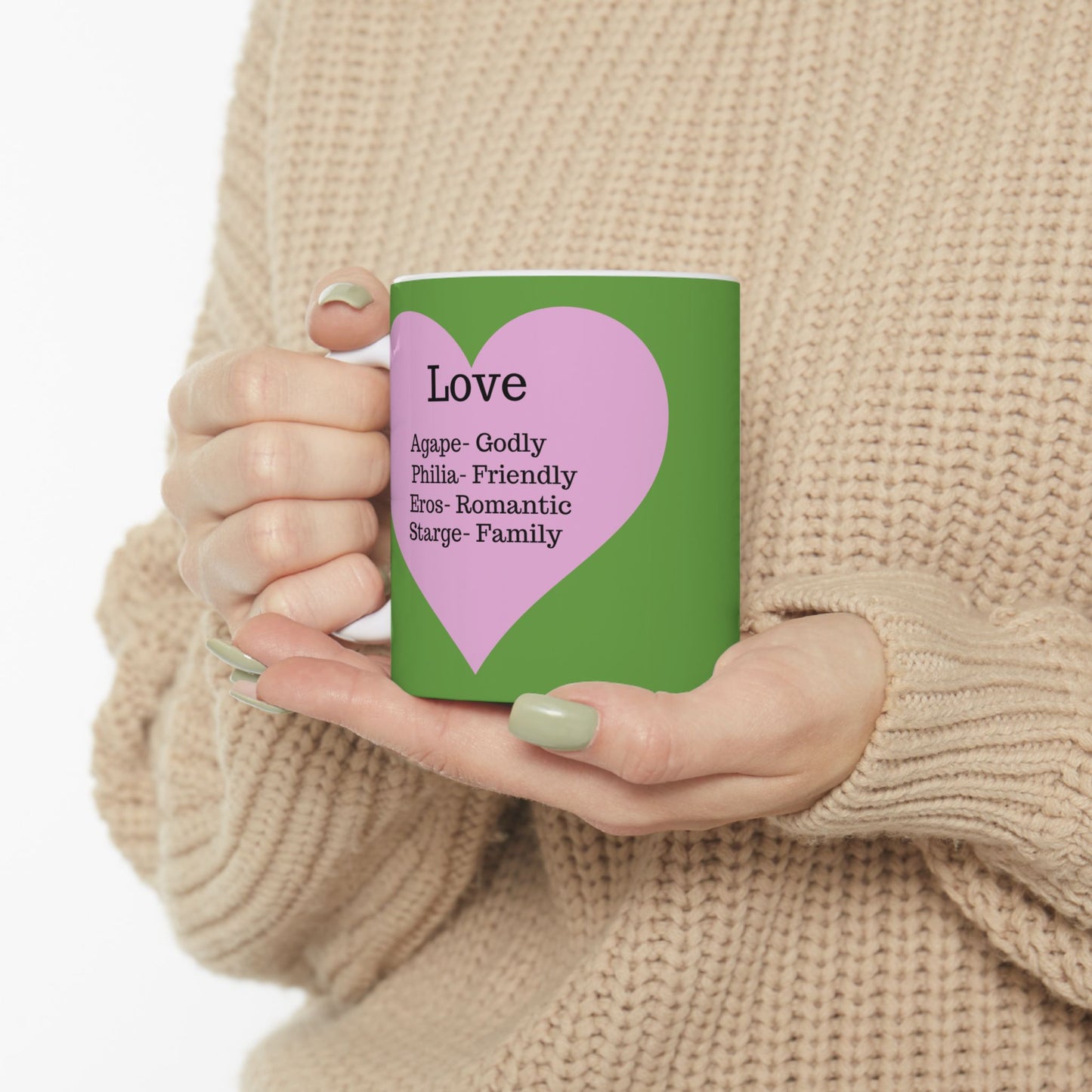 The "Language of Love" Ceramic Mug – A Sincere Start to Your Day (11oz, 15oz)(Green)