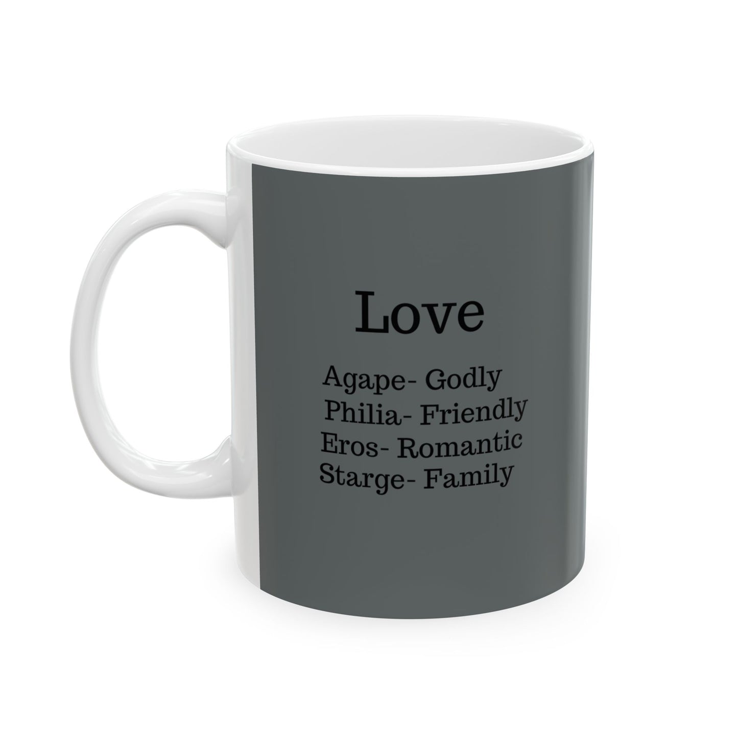 The "Ancient Wisdom" Love Definition Mug – A Sincere Start to Your Day (11oz, 15oz)(Dark grey)