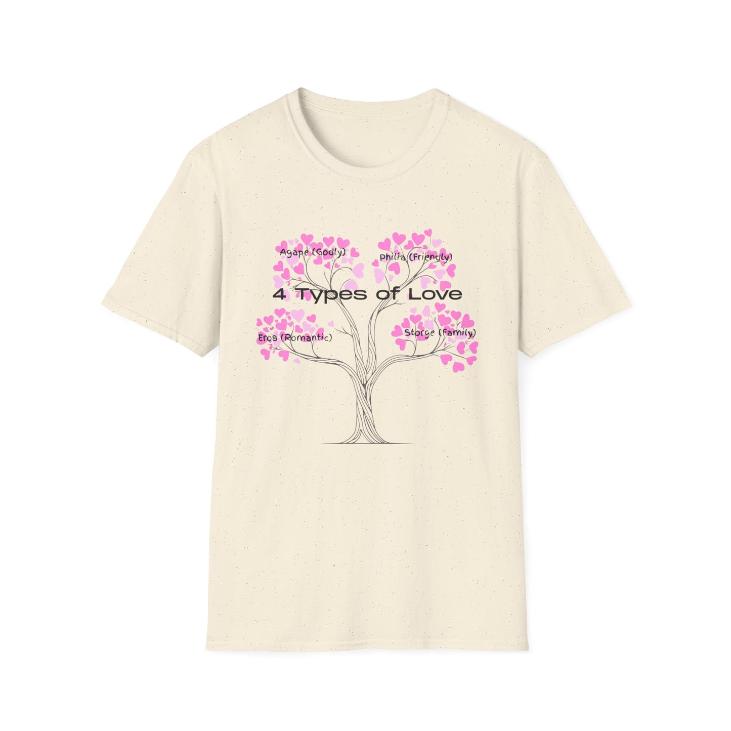 Aesthetic Greek Love Typography Shirt – Softstyle Pink Heart Graphic Tee