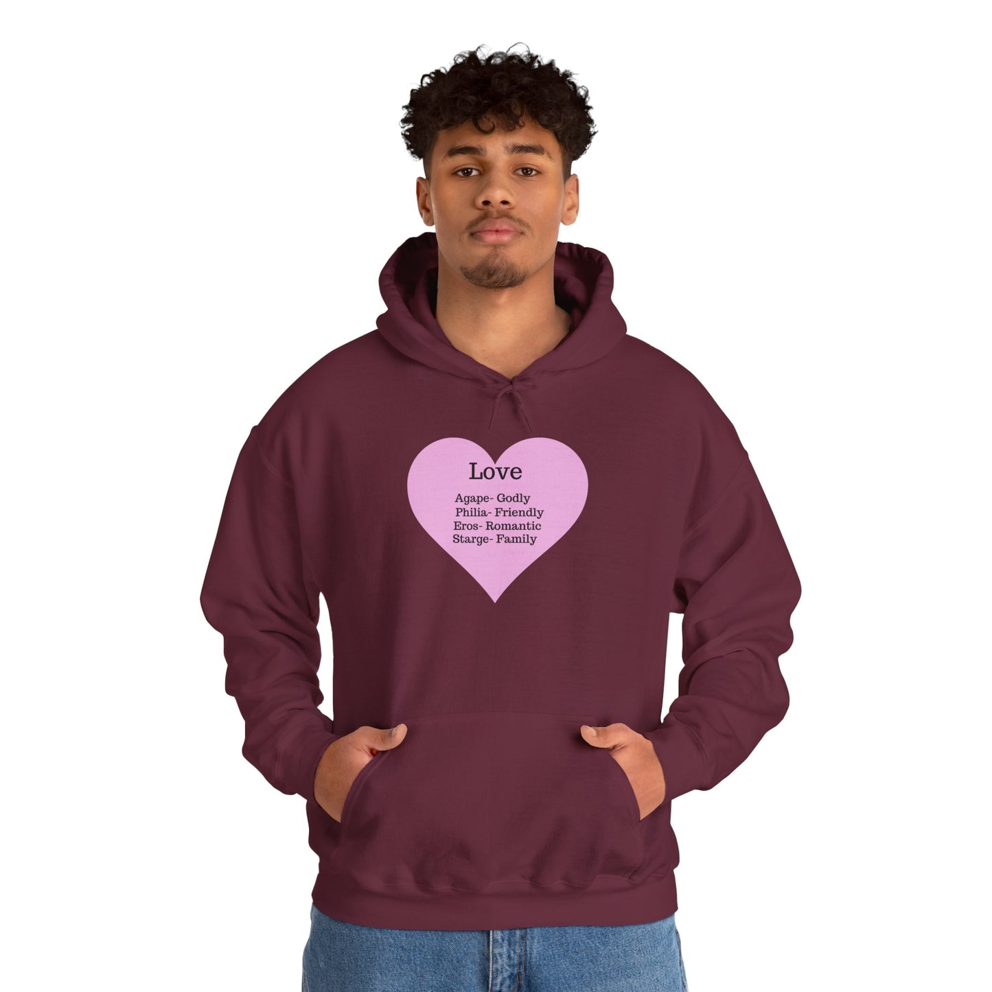 Minimalist "Love" Definition Hoodie – Pastel Pink Graphic Streetwear