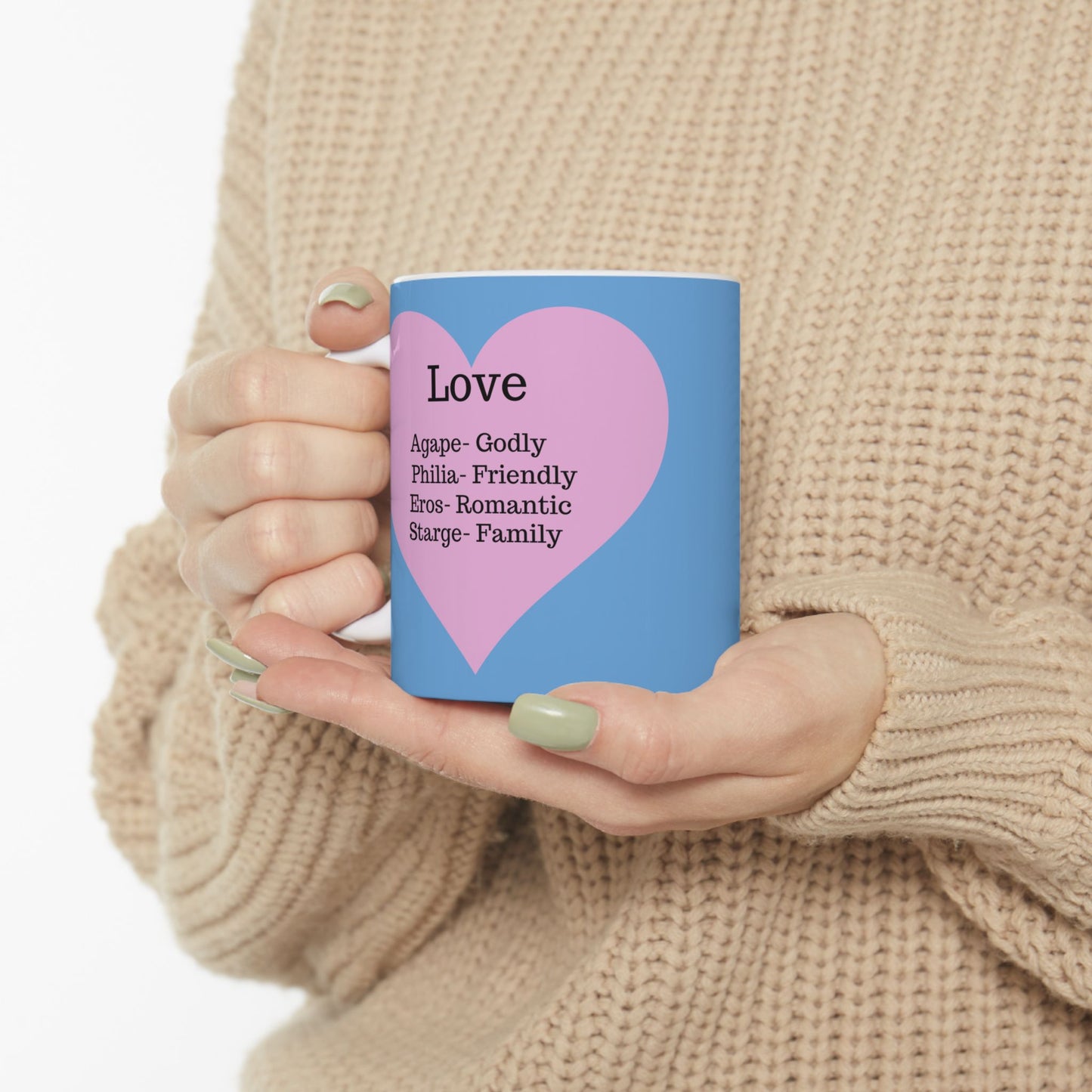 The "Language of Love" Ceramic Mug – A Sincere Start to Your Day (11oz, 15oz)(Light blue)