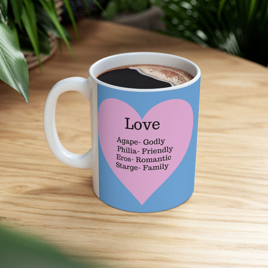 The "Language of Love" Ceramic Mug – A Sincere Start to Your Day (11oz, 15oz)(Light blue)