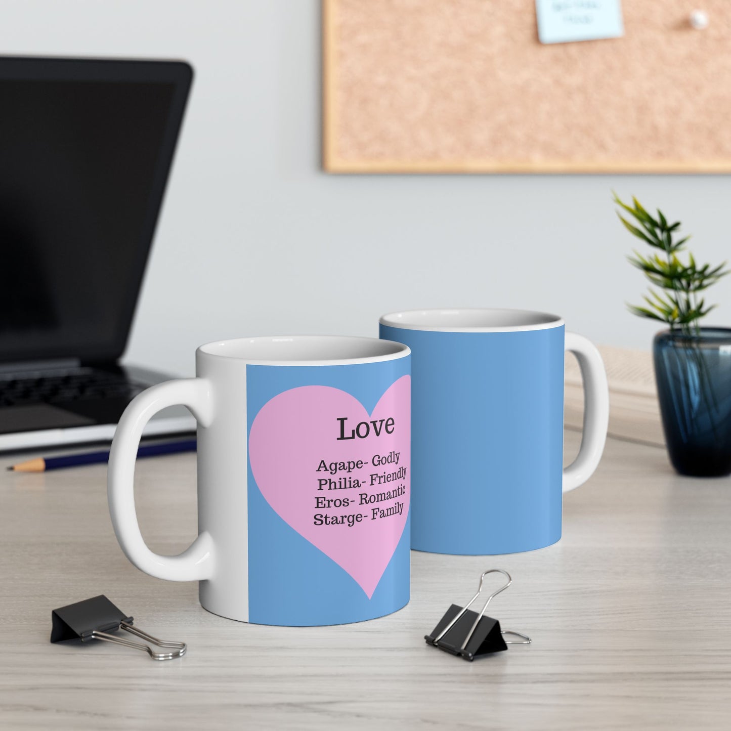 The "Language of Love" Ceramic Mug – A Sincere Start to Your Day (11oz, 15oz)(Light blue)