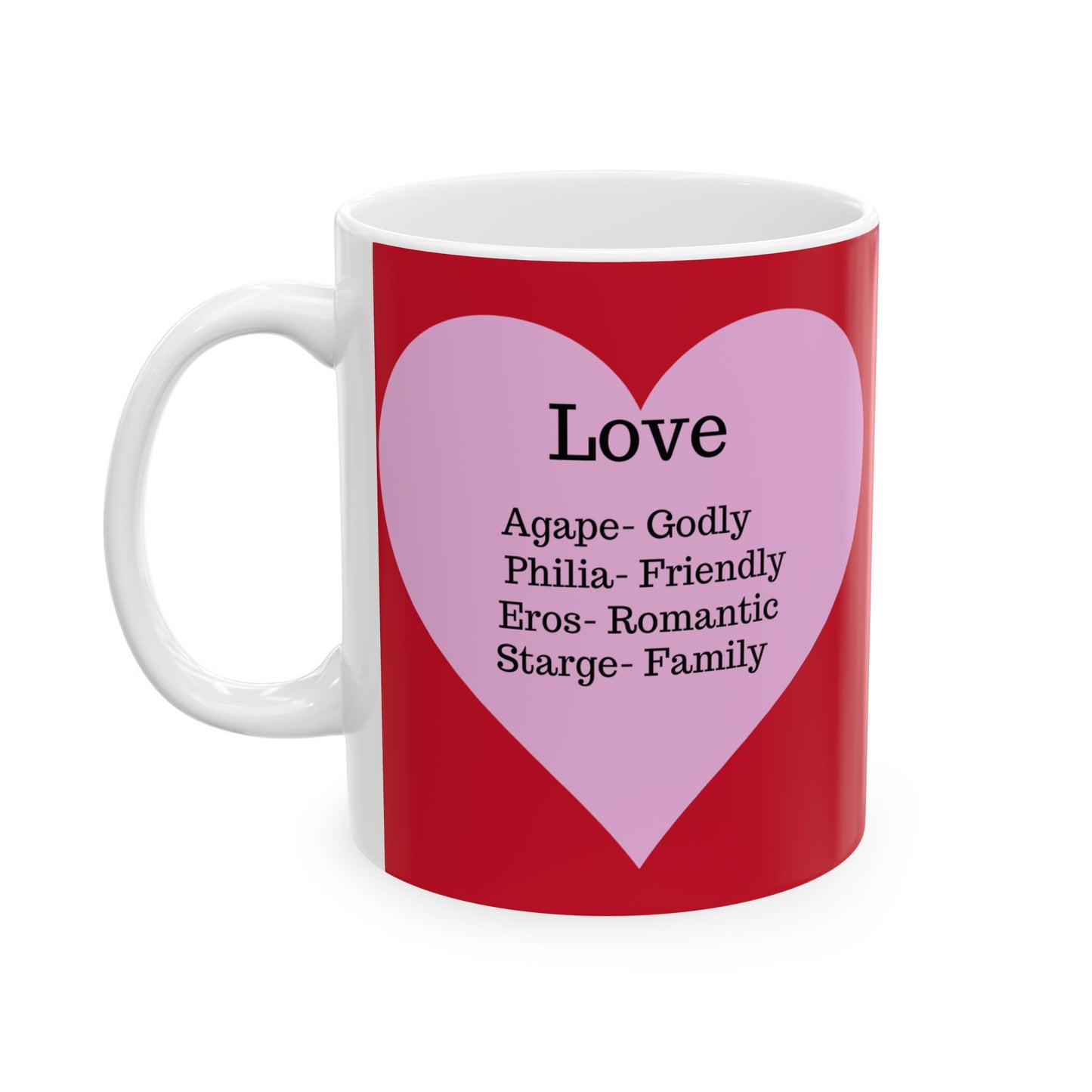 The "Language of Love" Ceramic Mug – A Sincere Start to Your Day (11oz, 15oz)(Dark red)