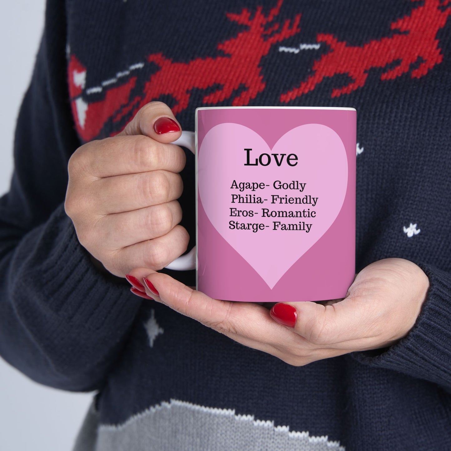 The "Language of Love" Ceramic Mug – A Sincere Start to Your Day (11oz, 15oz)(Light pink)