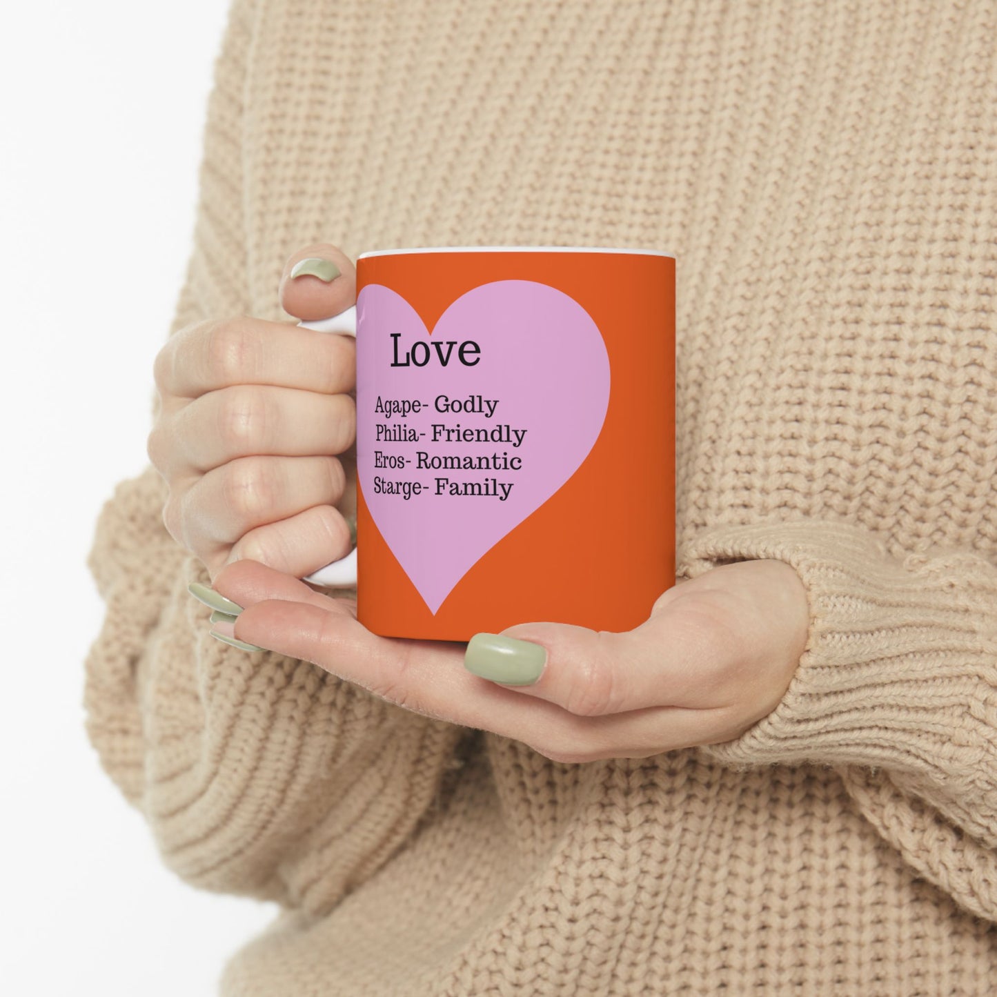 The "Language of Love" Ceramic Mug – A Sincere Start to Your Day (11oz, 15oz)(Orange)