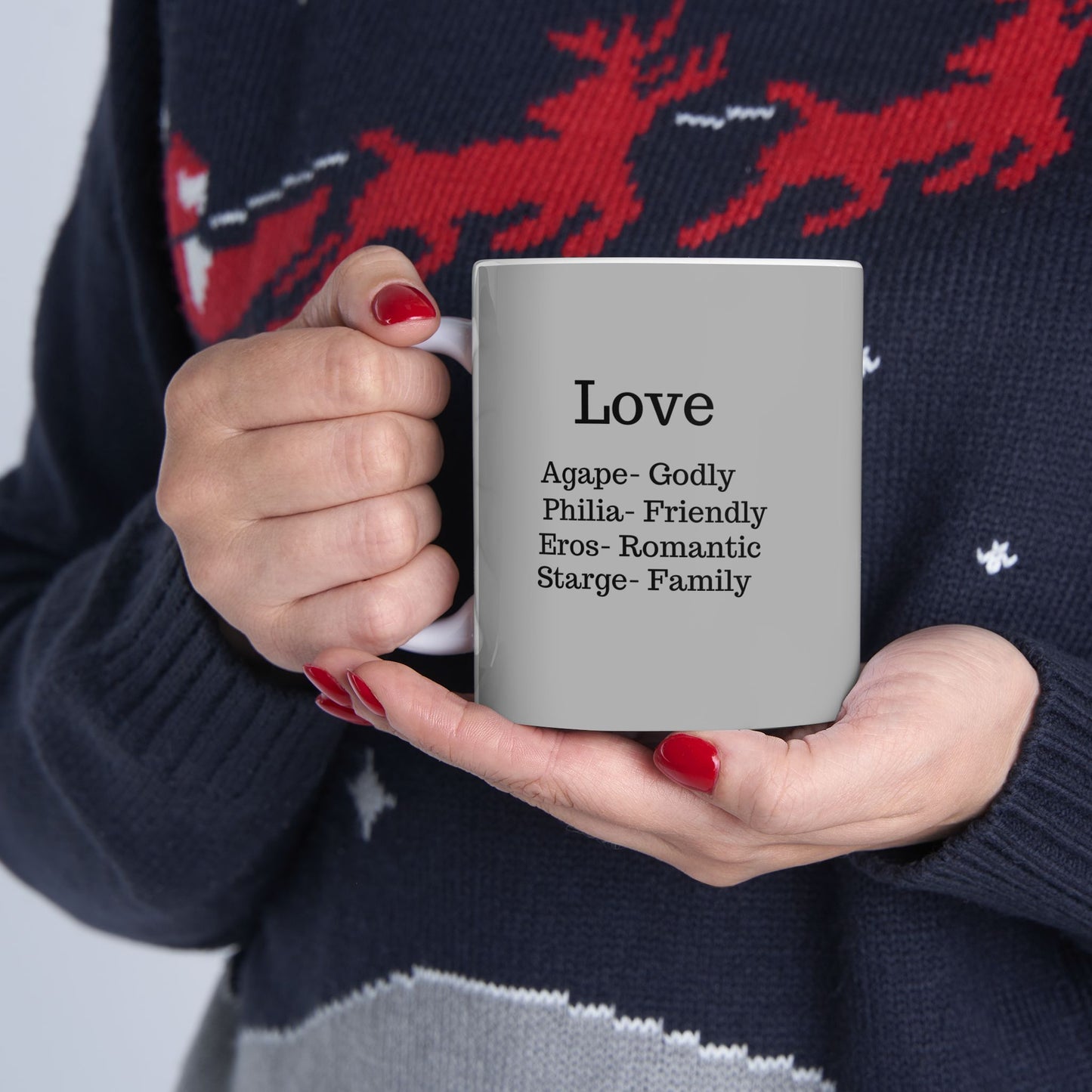 The "Ancient Wisdom" Love Definition Mug – A Sincere Start to Your Day (11oz, 15oz)(Light grey)