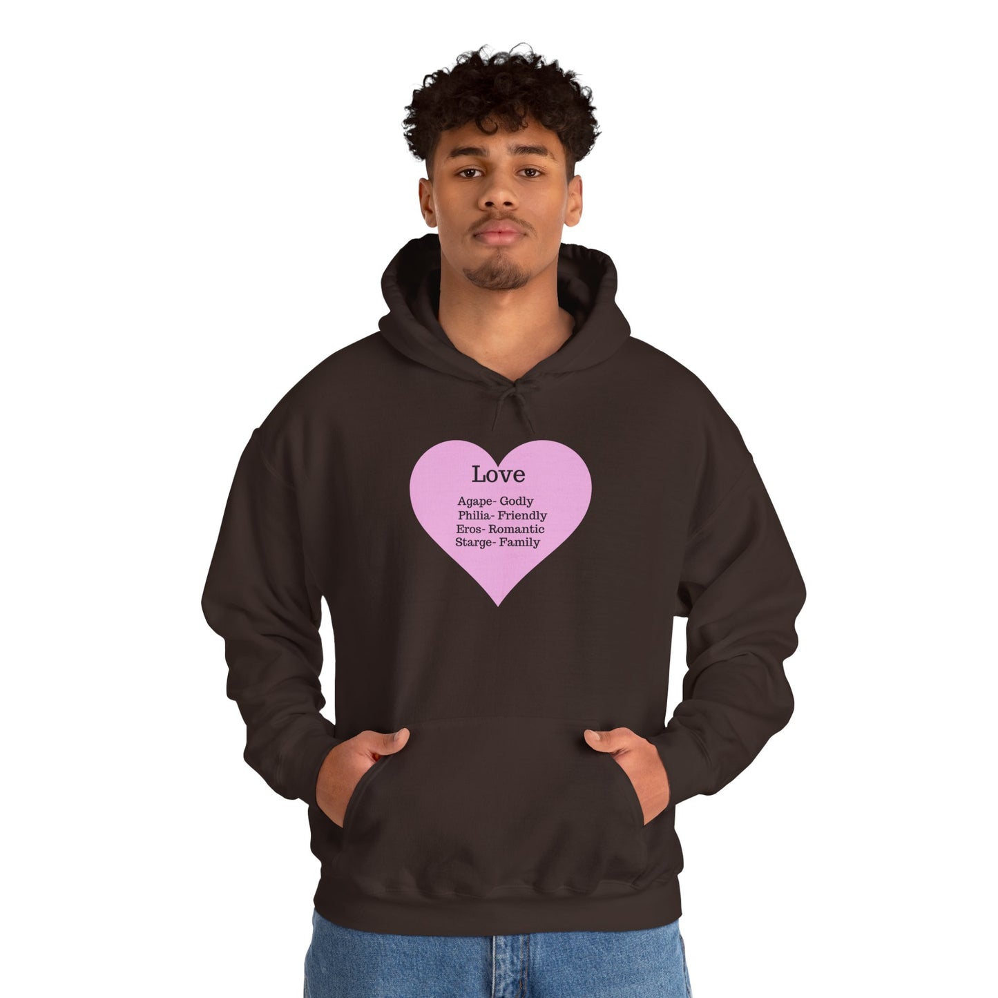 Minimalist "Love" Definition Hoodie – Pastel Pink Graphic Streetwear