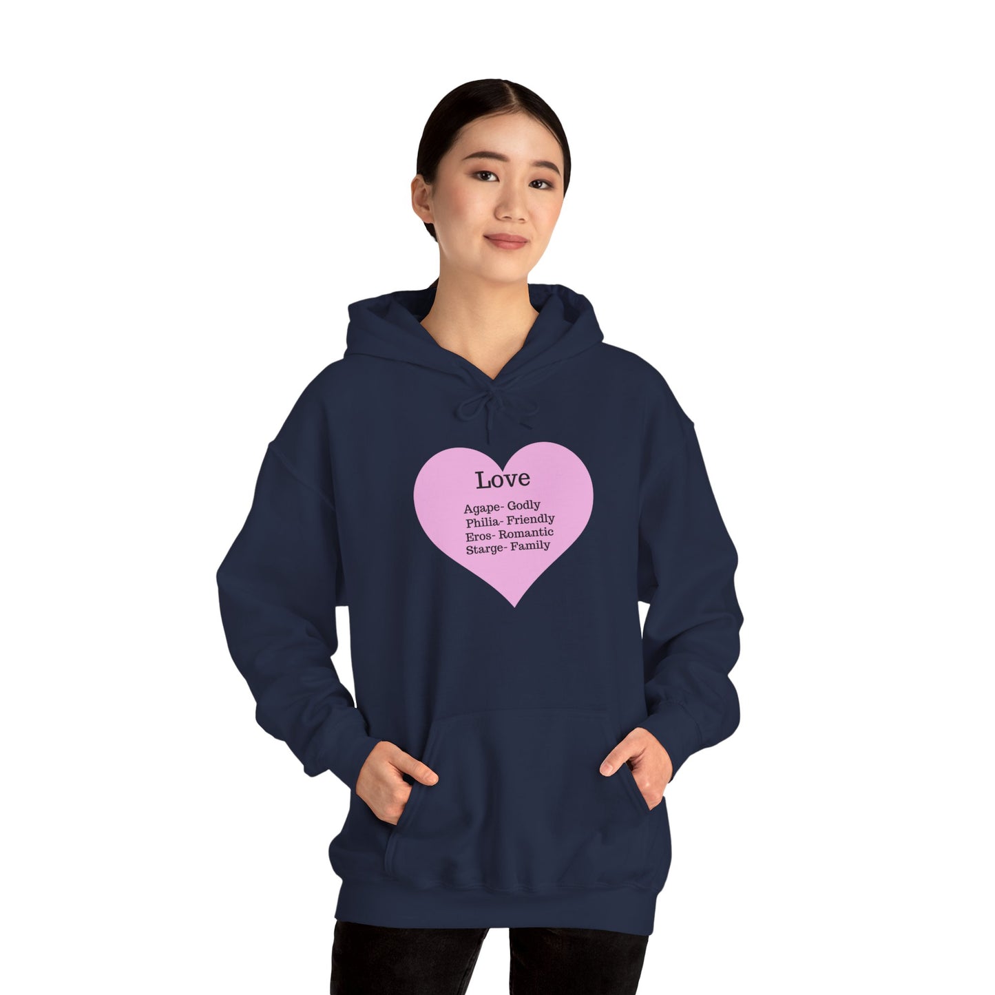 Minimalist "Love" Definition Hoodie – Pastel Pink Graphic Streetwear