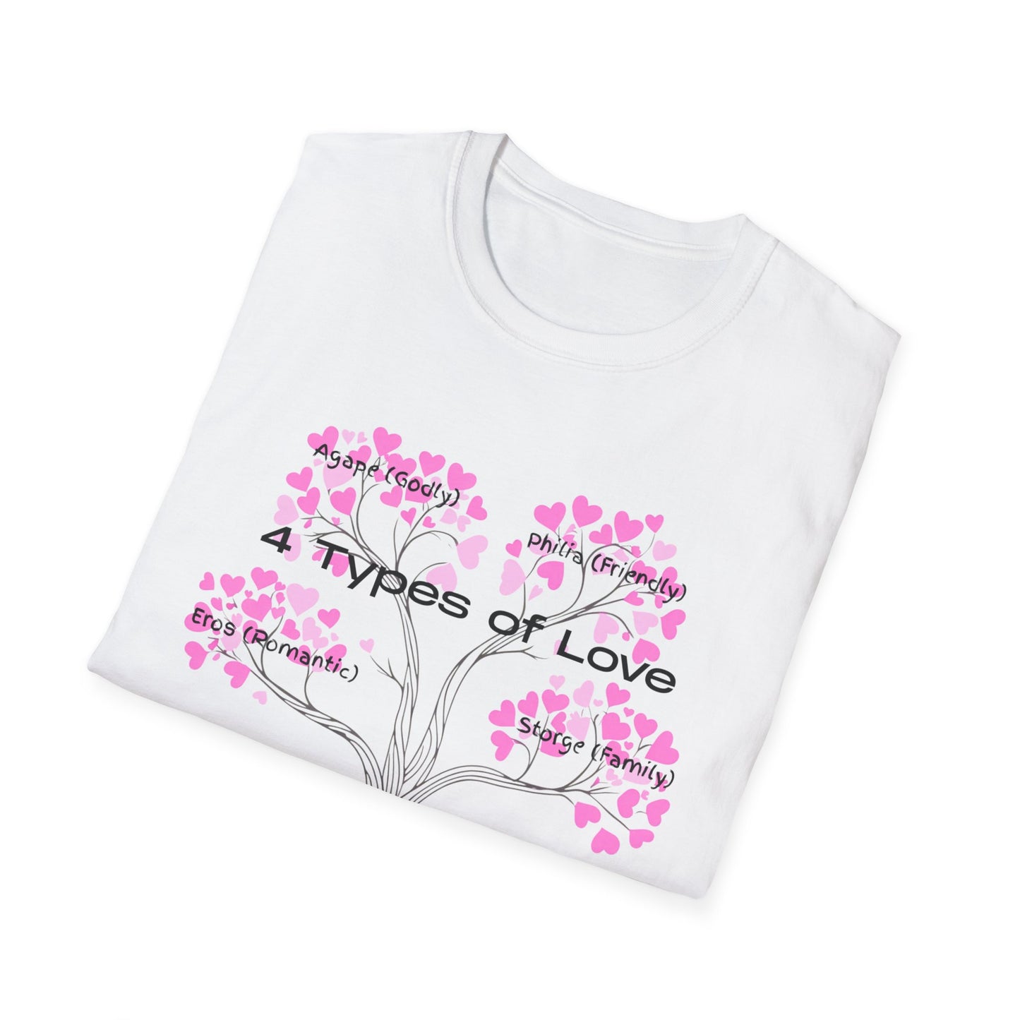 Aesthetic Greek Love Typography Shirt – Softstyle Pink Heart Graphic Tee