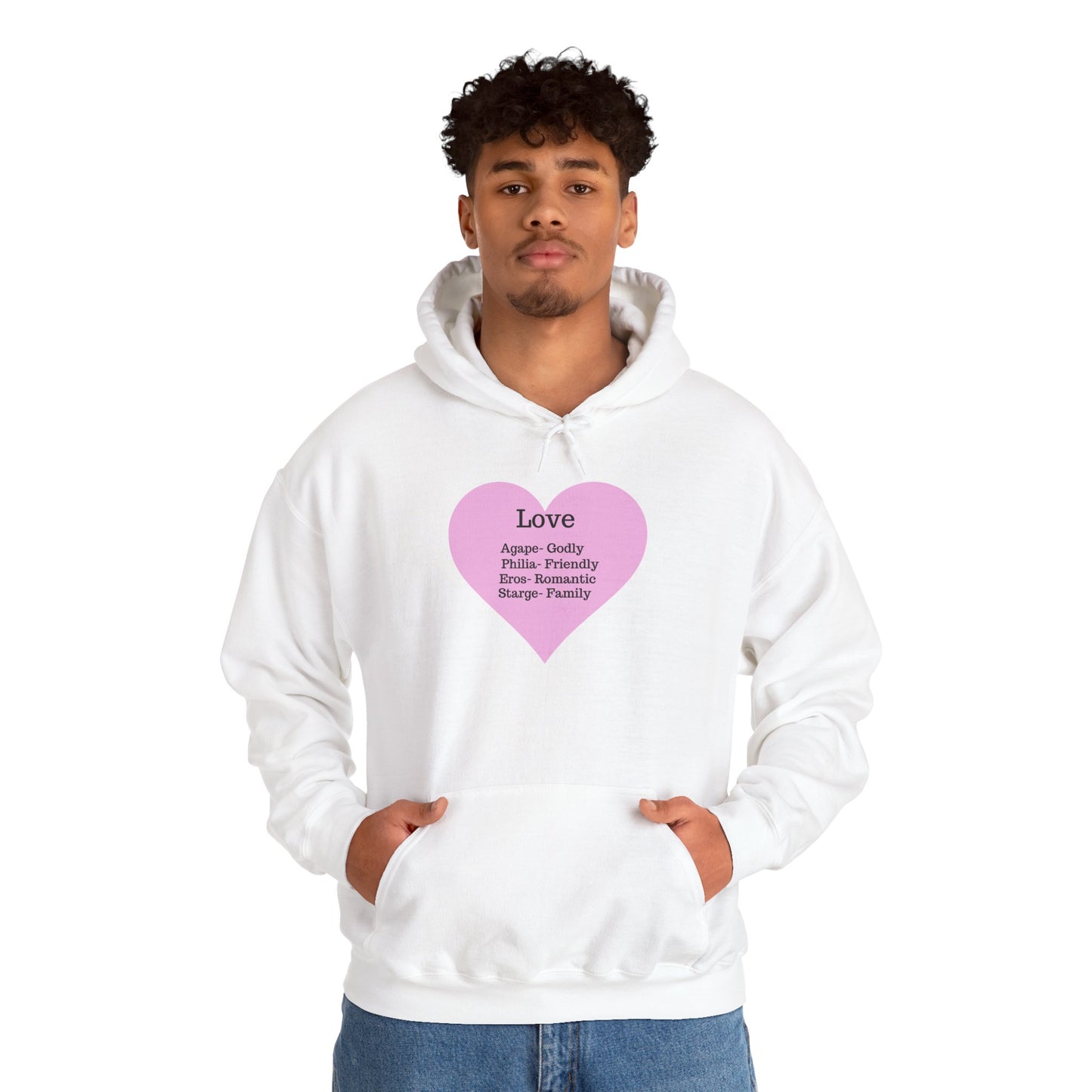 Minimalist "Love" Definition Hoodie – Pastel Pink Graphic Streetwear