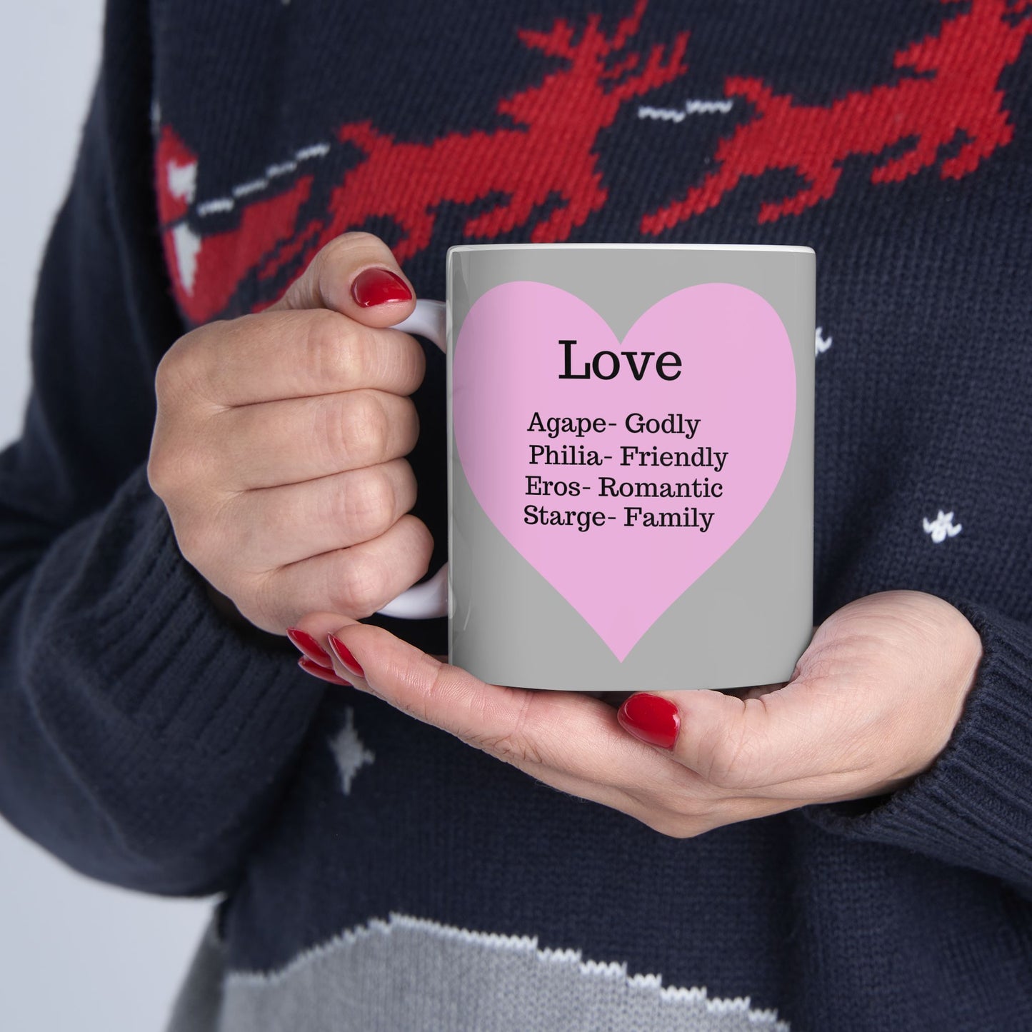 The "Language of Love" Ceramic Mug – A Sincere Start to Your Day (11oz, 15oz)(Light grey)
