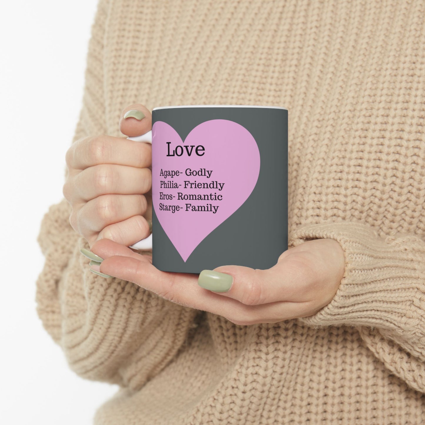 The "Language of Love" Ceramic Mug – A Sincere Start to Your Day (11oz, 15oz)(Dark grey)