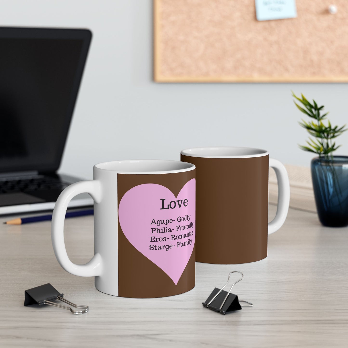 The "Language of Love" Ceramic Mug – A Sincere Start to Your Day (11oz, 15oz)(Brown)
