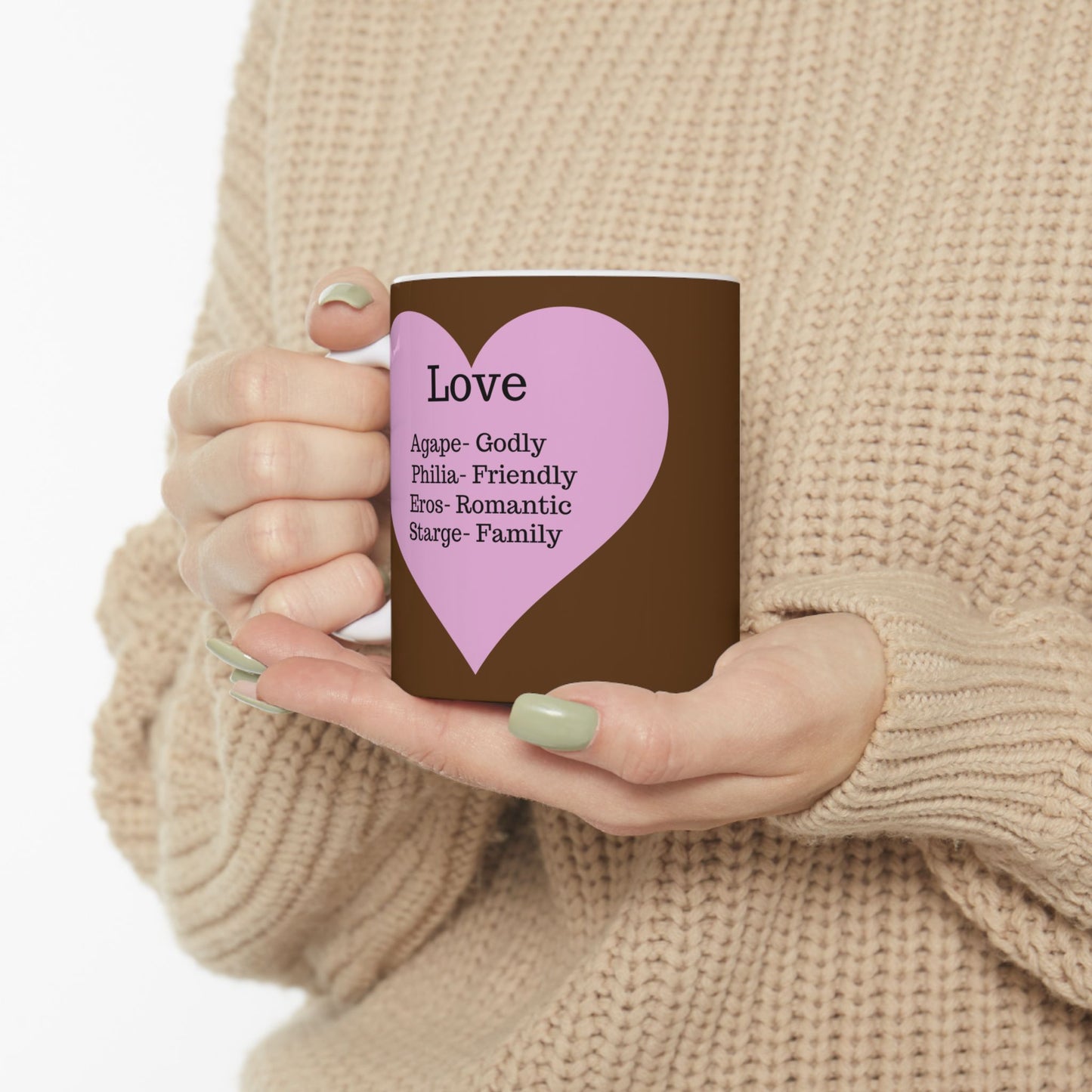 The "Language of Love" Ceramic Mug – A Sincere Start to Your Day (11oz, 15oz)(Brown)