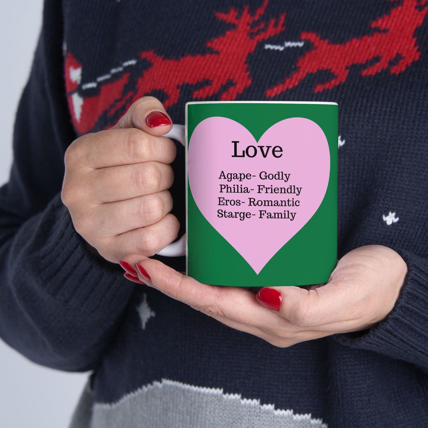 The "Language of Love" Ceramic Mug – A Sincere Start to Your Day (11oz, 15oz)(Dark green)