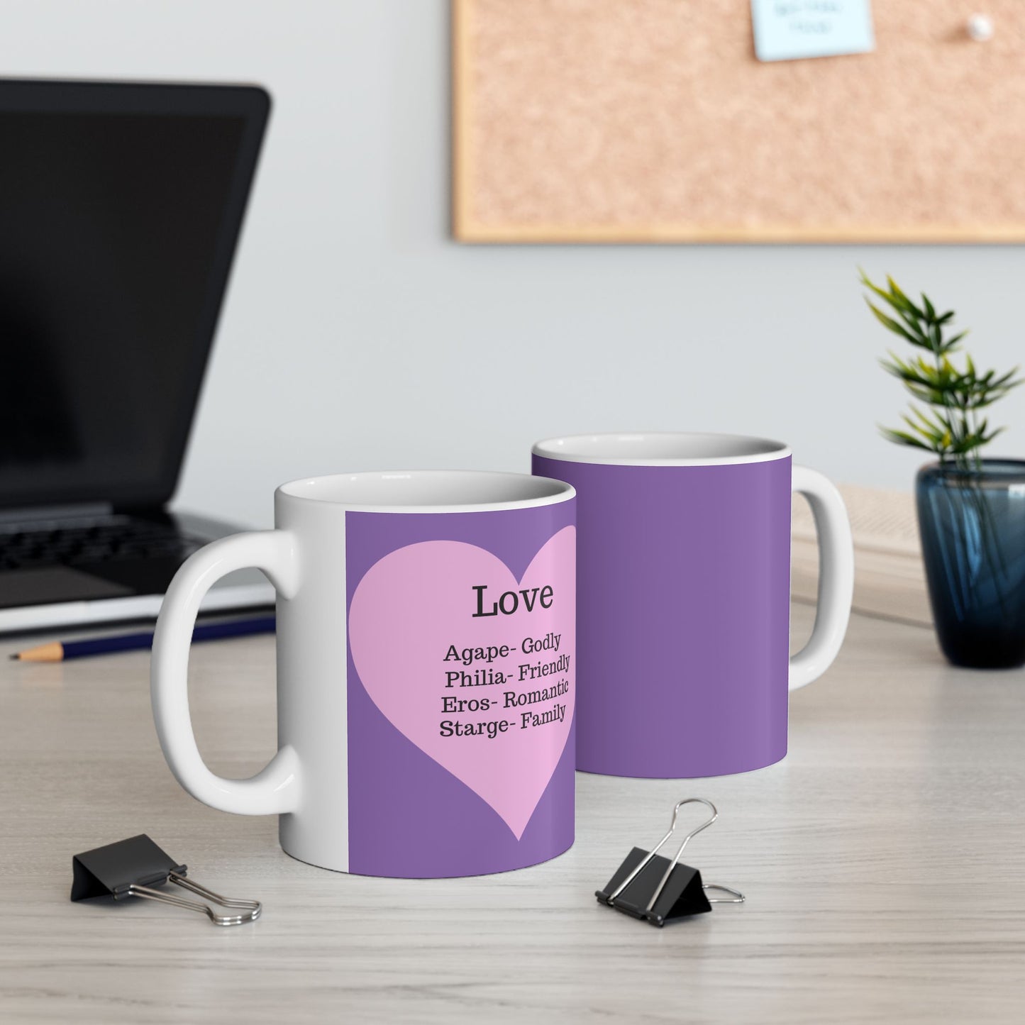 The "Language of Love" Ceramic Mug – A Sincere Start to Your Day (11oz, 15oz)(Light purple)