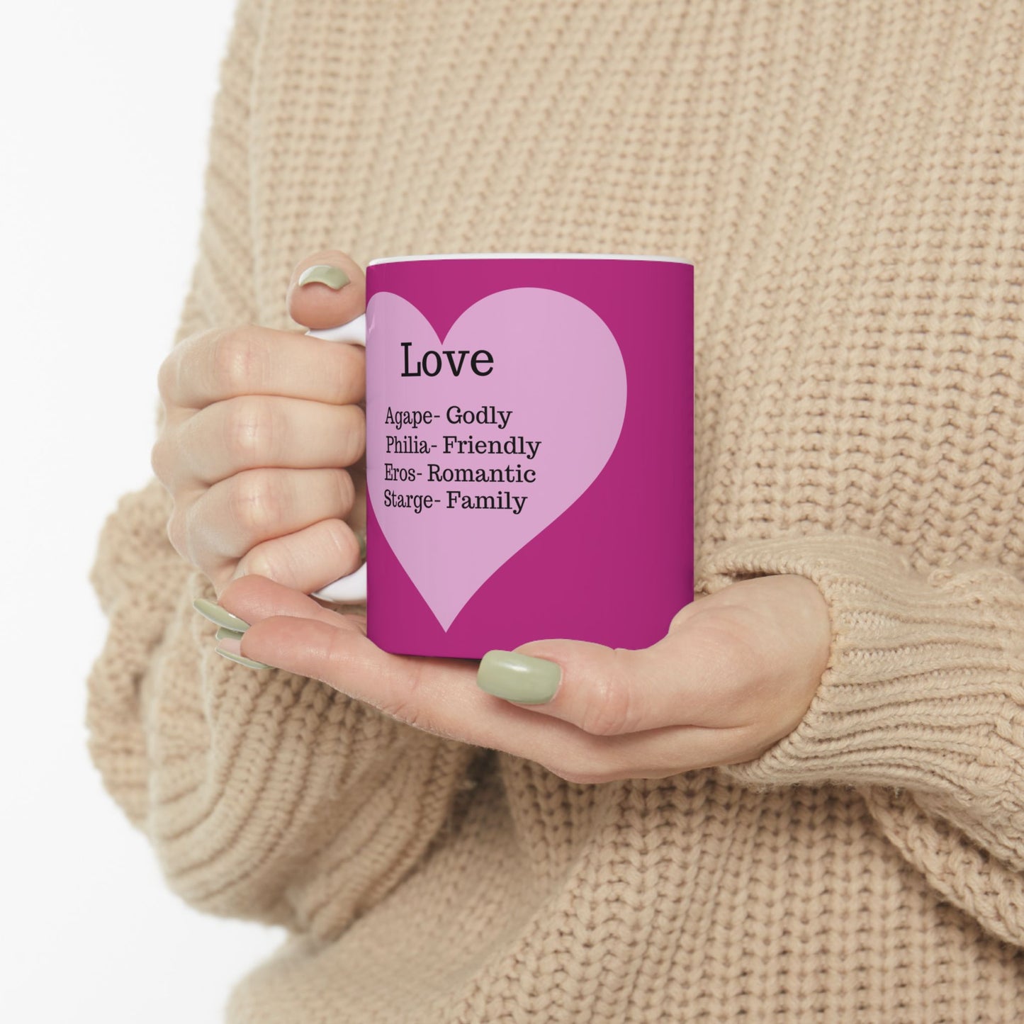 The "Language of Love" Ceramic Mug – A Sincere Start to Your Day (11oz, 15oz)(Pink)