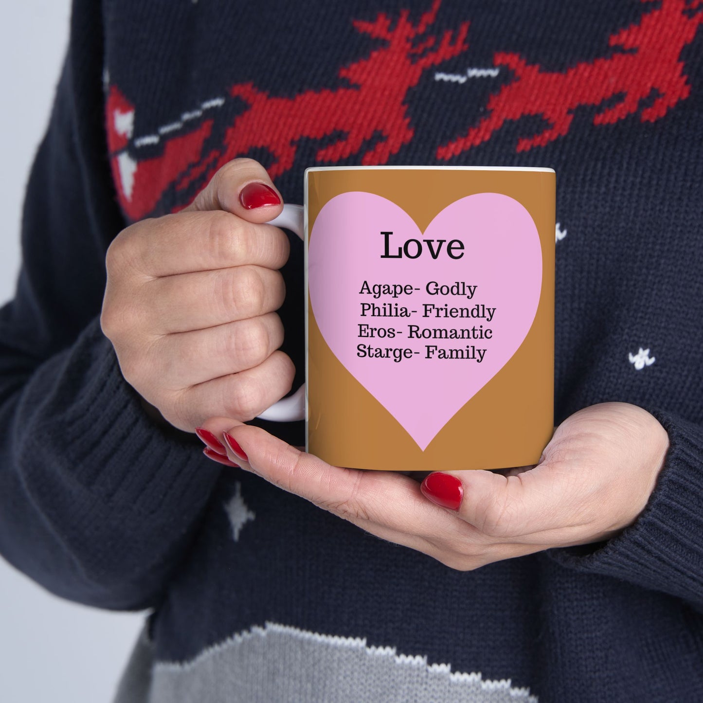 The "Language of Love" Ceramic Mug – A Sincere Start to Your Day (11oz, 15oz)(Light brown)