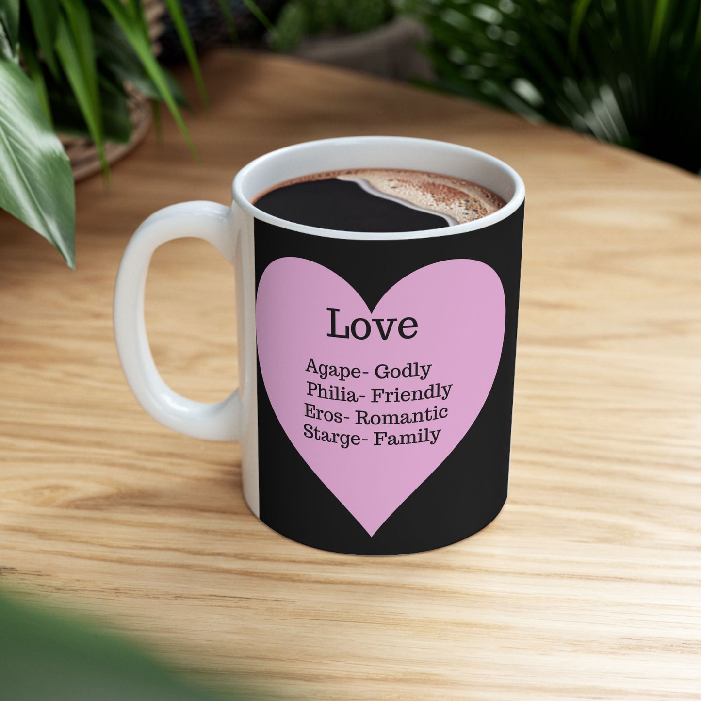 The "Language of Love" Ceramic Mug – A Sincere Start to Your Day (11oz, 15oz)(Black)