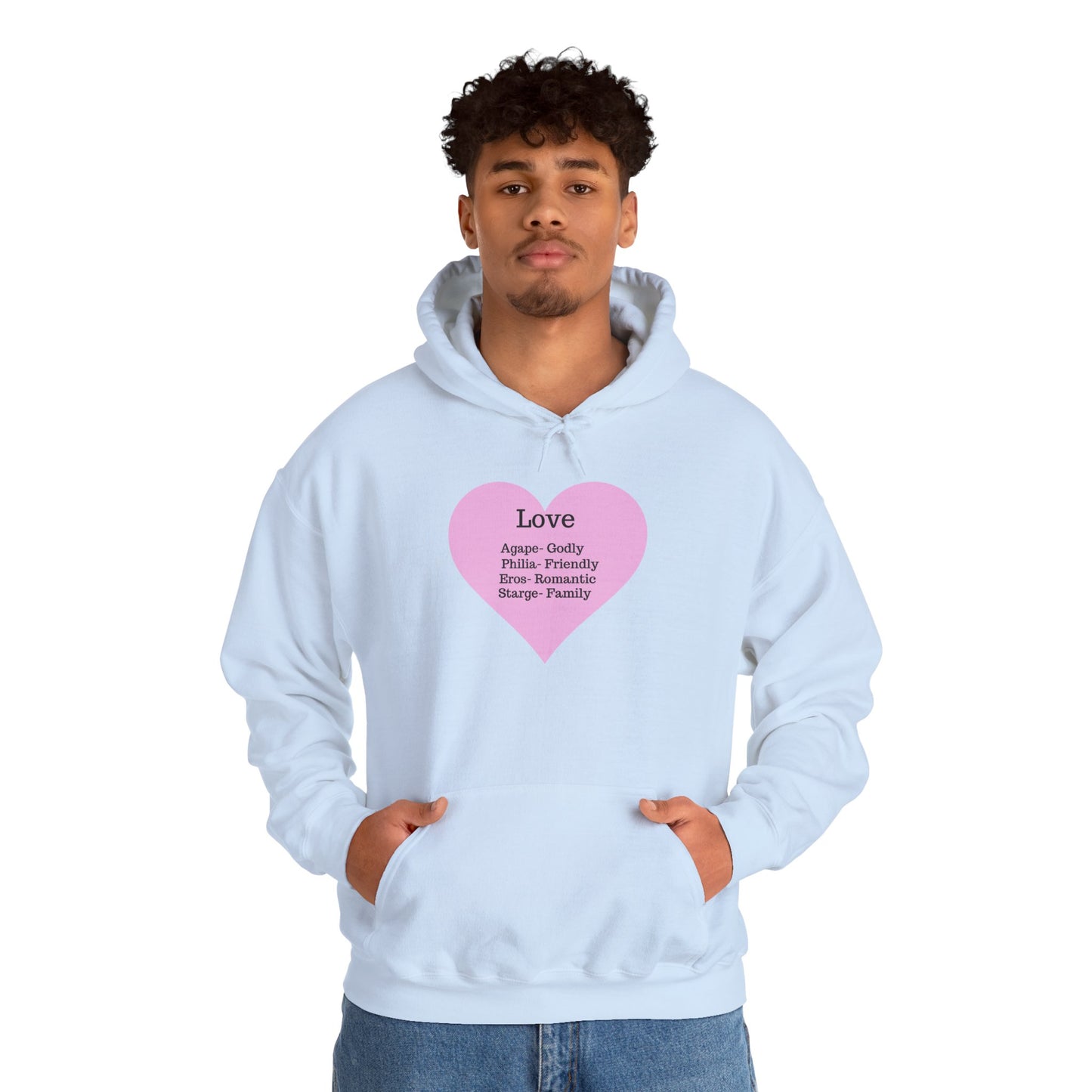 Minimalist "Love" Definition Hoodie – Pastel Pink Graphic Streetwear