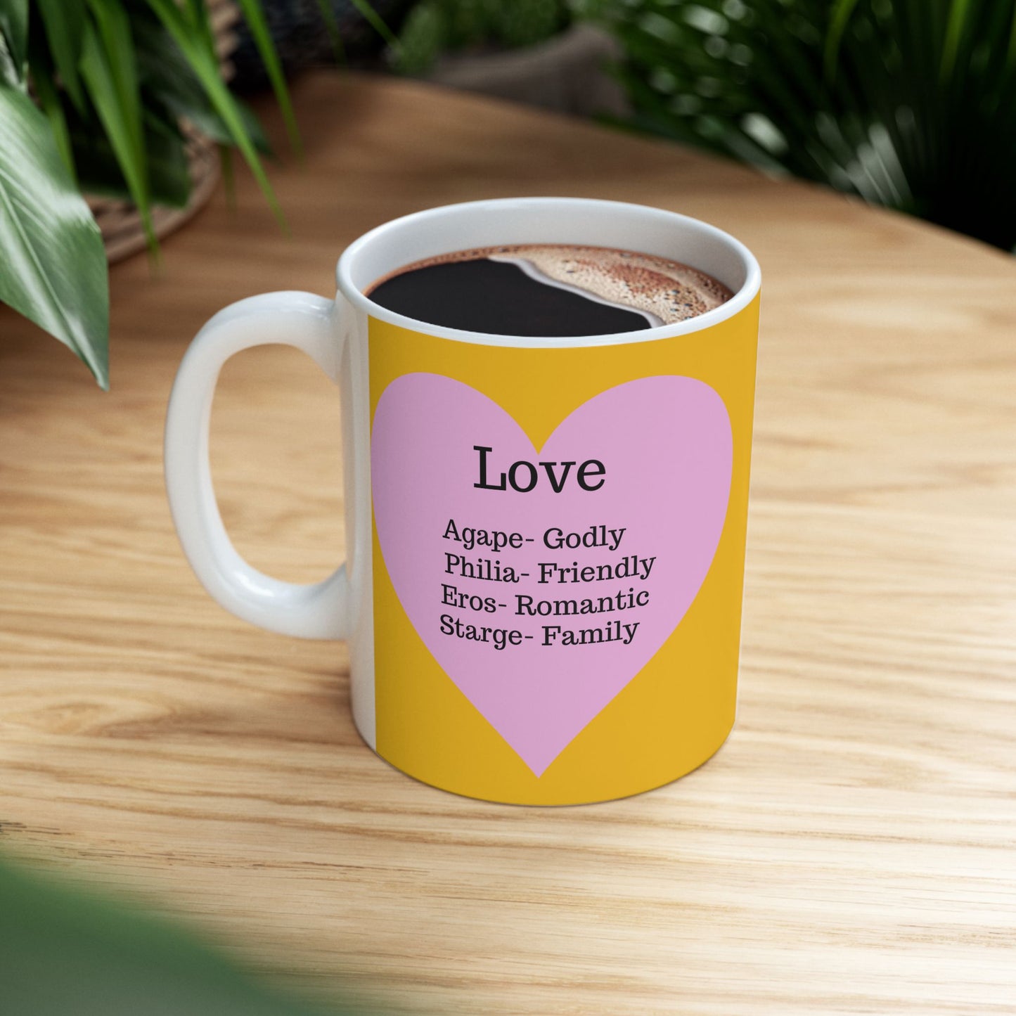 The "Language of Love" Ceramic Mug – A Sincere Start to Your Day (11oz, 15oz)(Yellow)