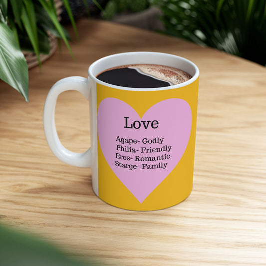 The "Language of Love" Ceramic Mug – A Sincere Start to Your Day (11oz, 15oz)(Yellow)