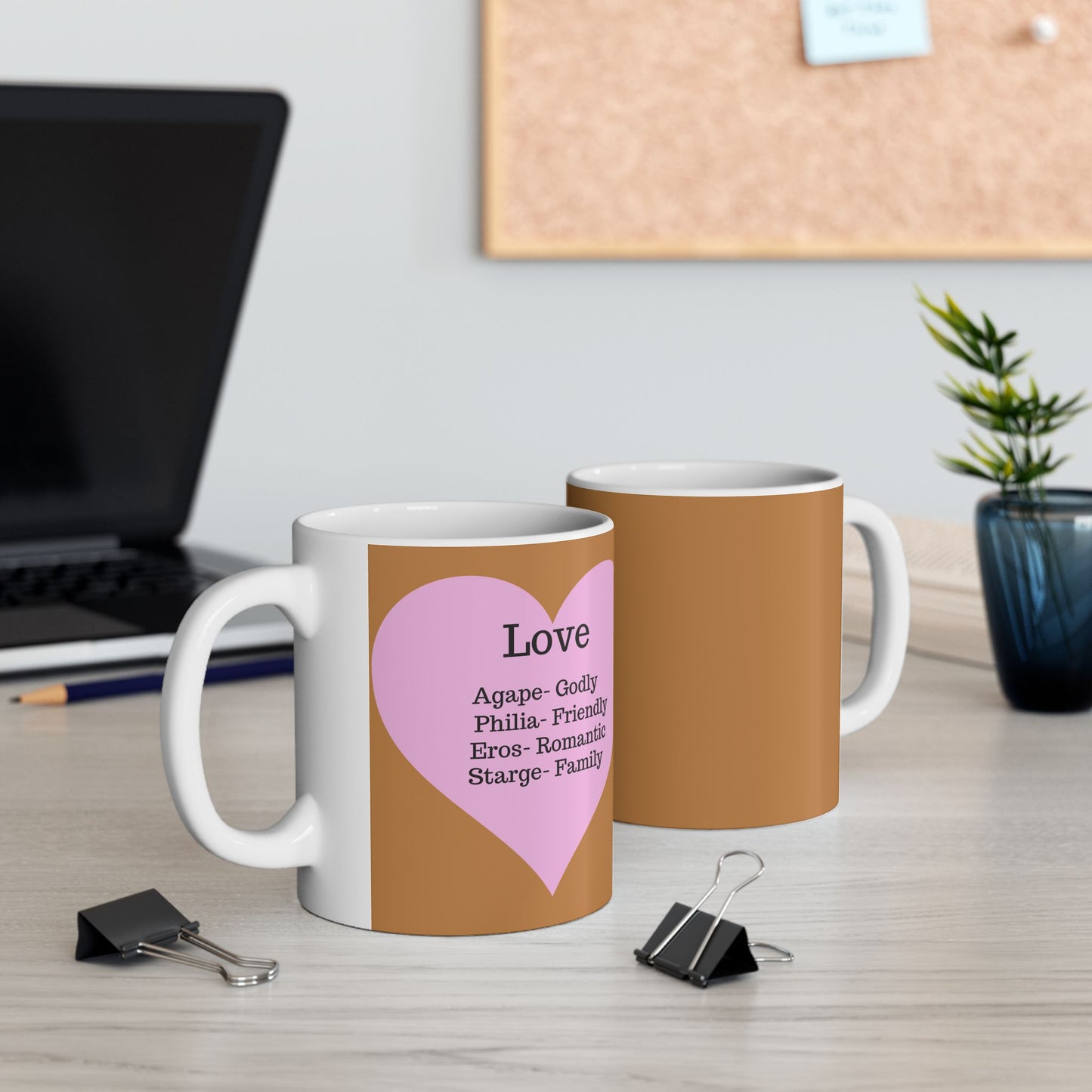 The "Language of Love" Ceramic Mug – A Sincere Start to Your Day (11oz, 15oz)(Light brown)