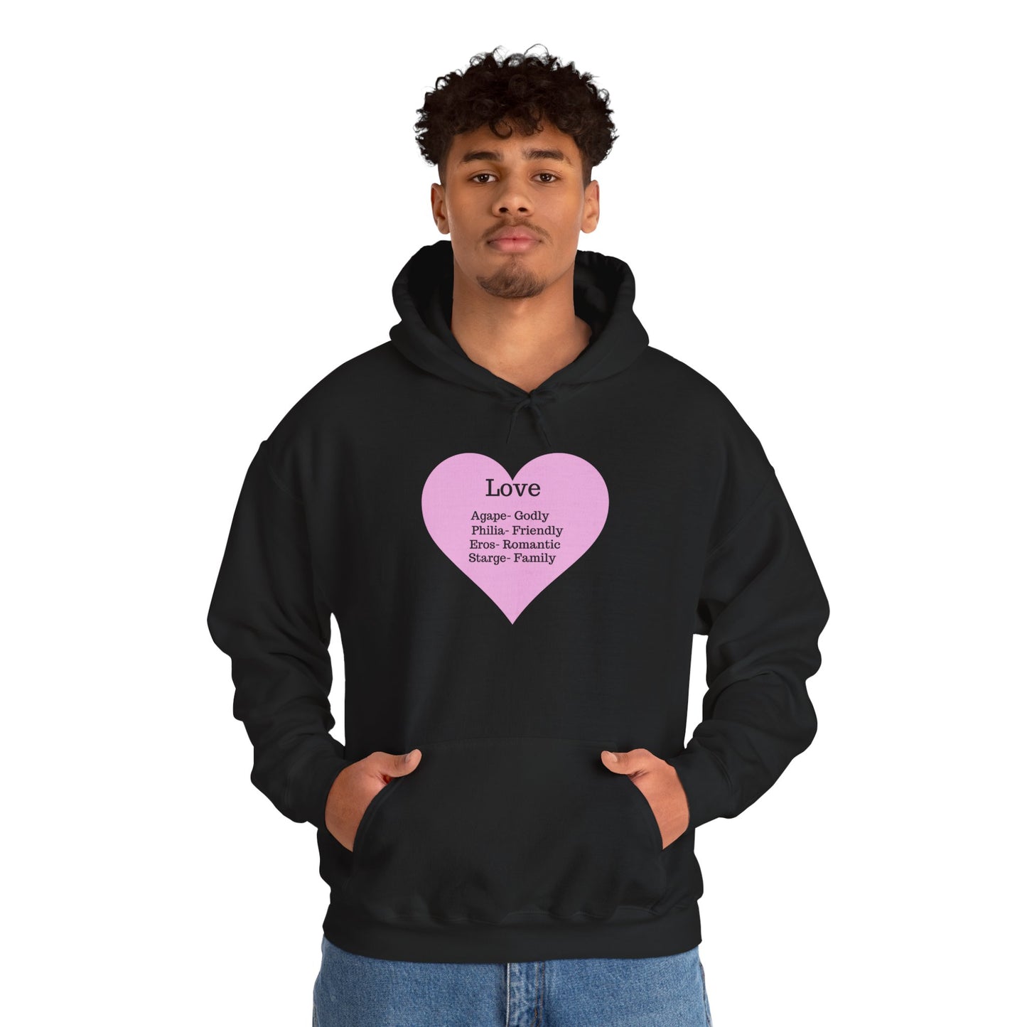 Minimalist "Love" Definition Hoodie – Pastel Pink Graphic Streetwear