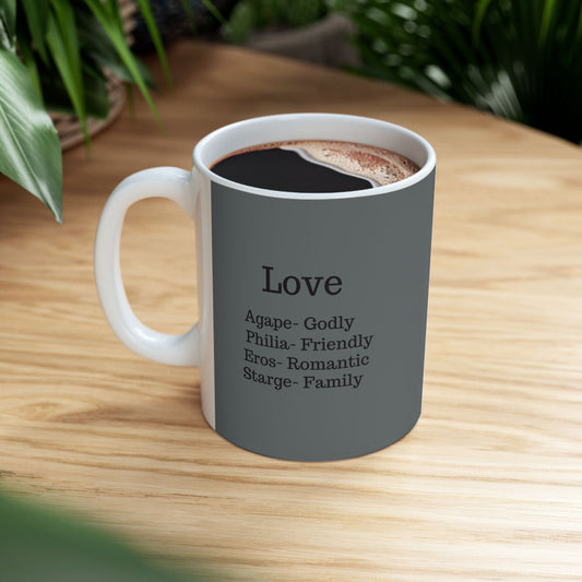 The "Ancient Wisdom" Love Definition Mug – A Sincere Start to Your Day (11oz, 15oz)(Dark grey)