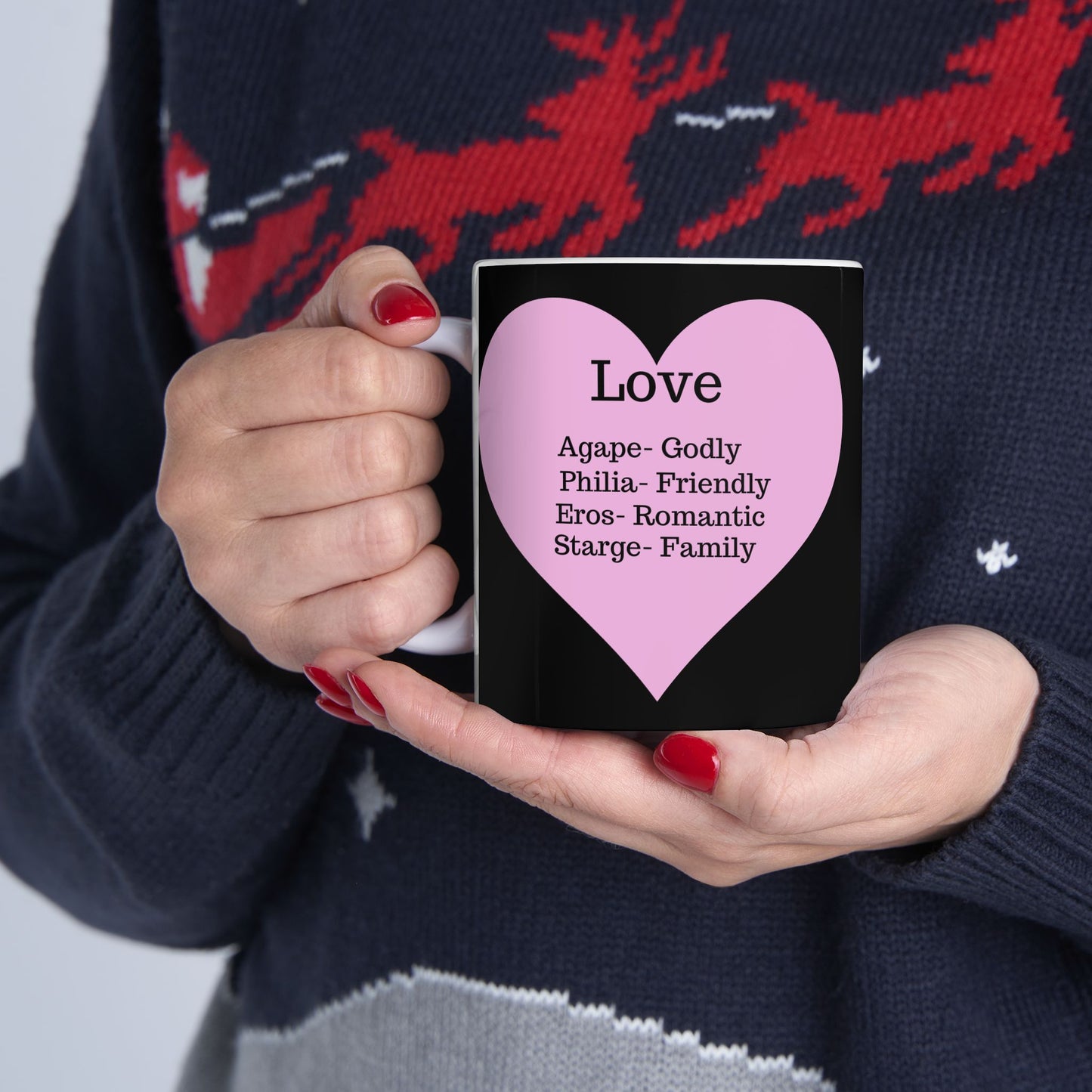 The "Language of Love" Ceramic Mug – A Sincere Start to Your Day (11oz, 15oz)(Black)