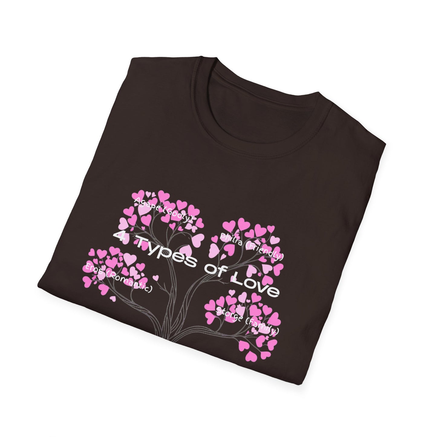 Aesthetic Greek Love Typography Shirt – Softstyle Pink Heart Graphic Tee