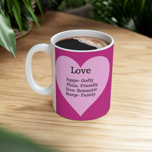 The "Language of Love" Ceramic Mug – A Sincere Start to Your Day (11oz, 15oz)(Pink)