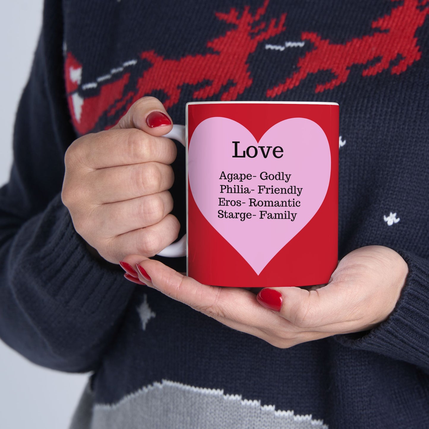 The "Language of Love" Ceramic Mug – A Sincere Start to Your Day (11oz, 15oz)(Dark red)