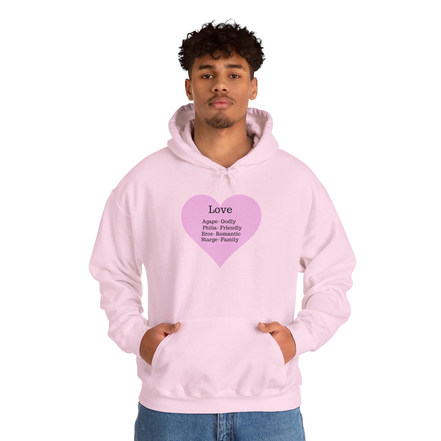Minimalist "Love" Definition Hoodie – Pastel Pink Graphic Streetwear