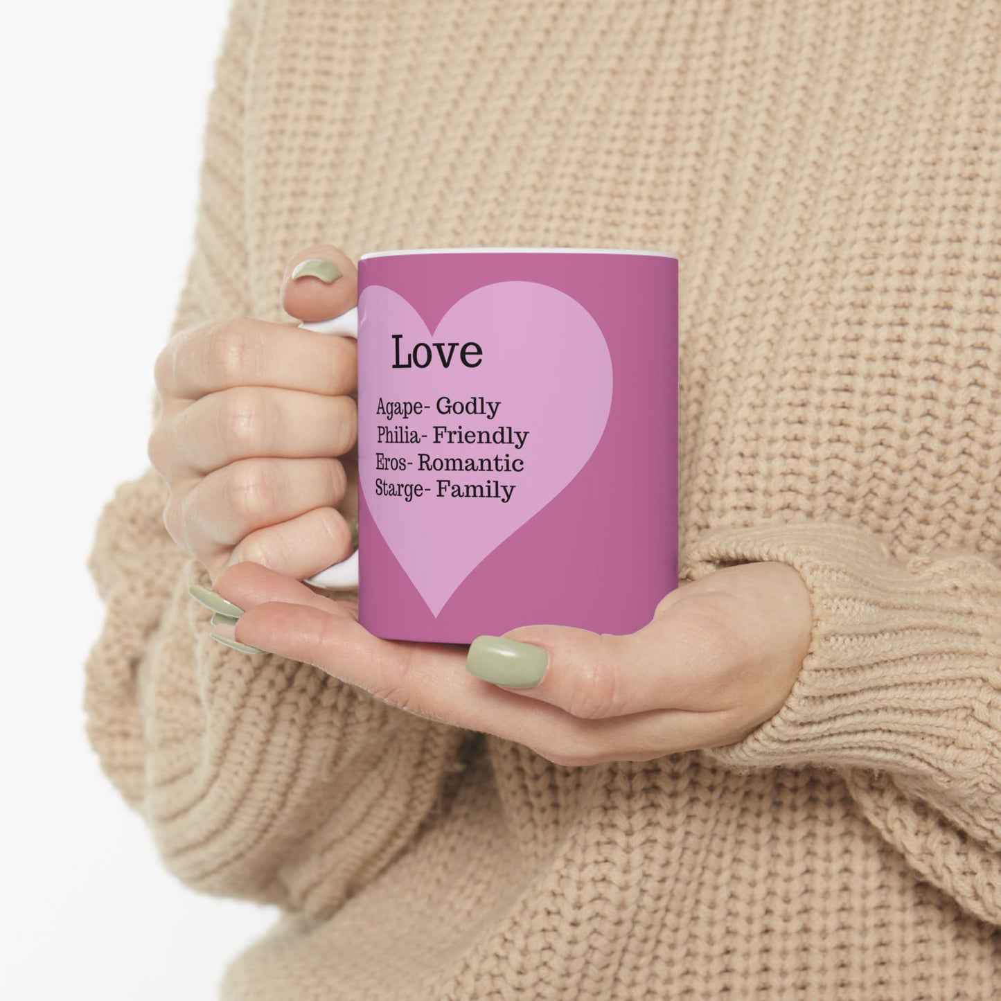 The "Language of Love" Ceramic Mug – A Sincere Start to Your Day (11oz, 15oz)(Light pink)