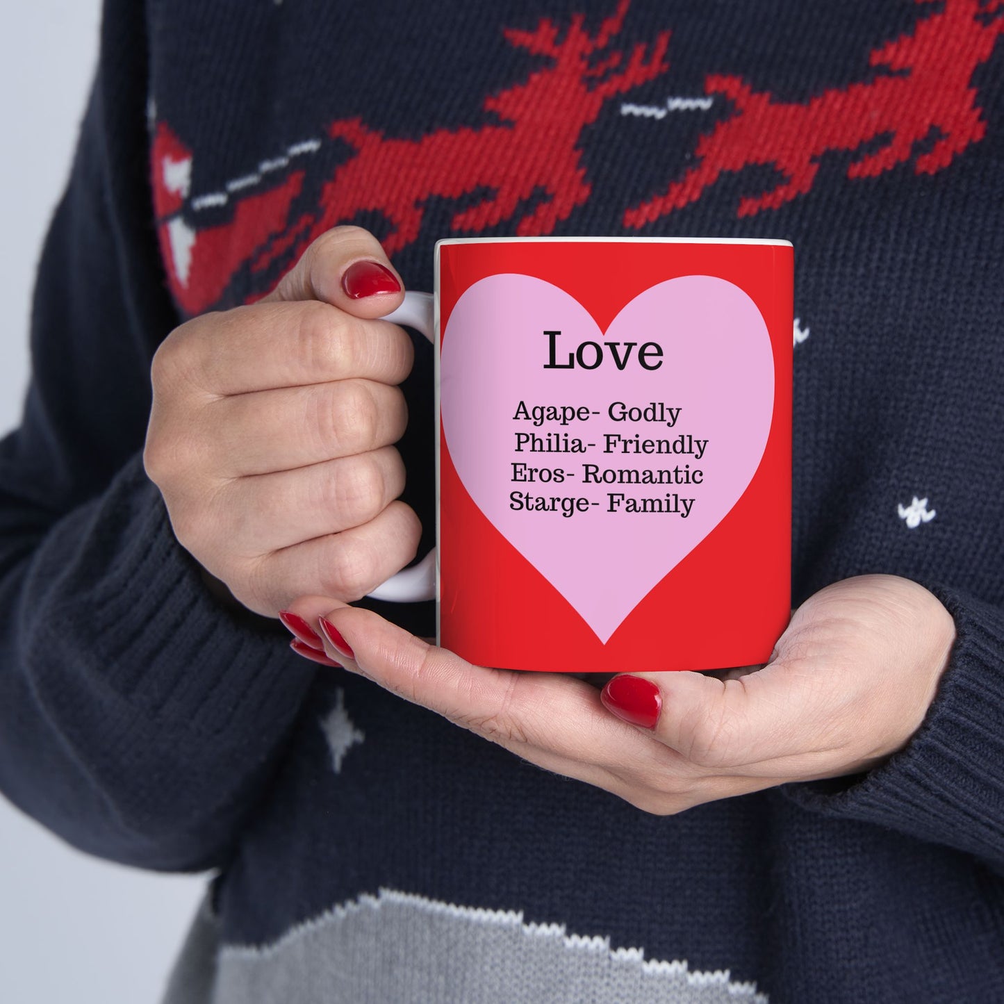 The "Language of Love" Ceramic Mug – A Sincere Start to Your Day (11oz, 15oz)(Red)