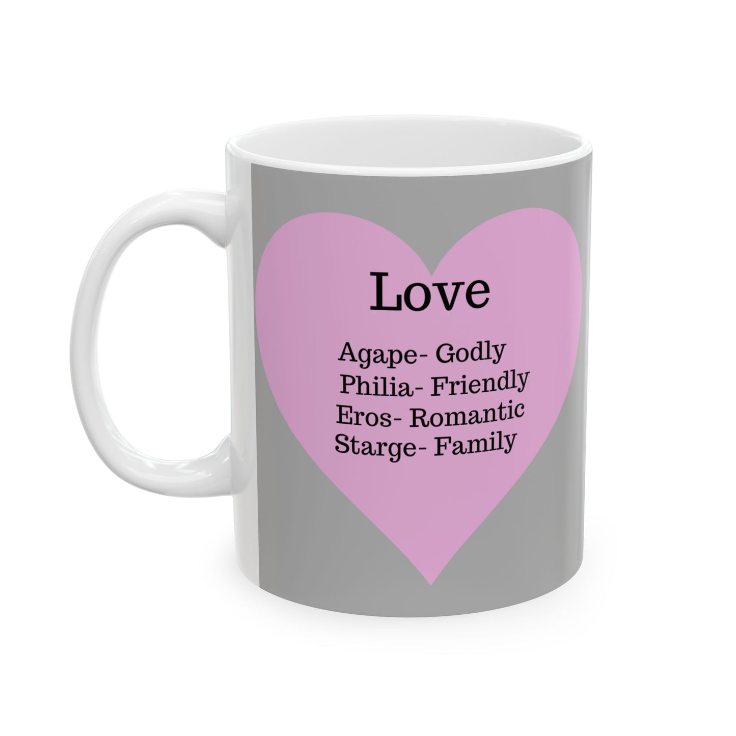 The "Language of Love" Ceramic Mug – A Sincere Start to Your Day (11oz, 15oz)(Light grey)